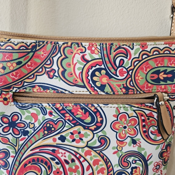 Giani Bernini Saffiano Multi-Color Paisley Print Crossbody Messenger Bag Purse - Picture 4 of 15